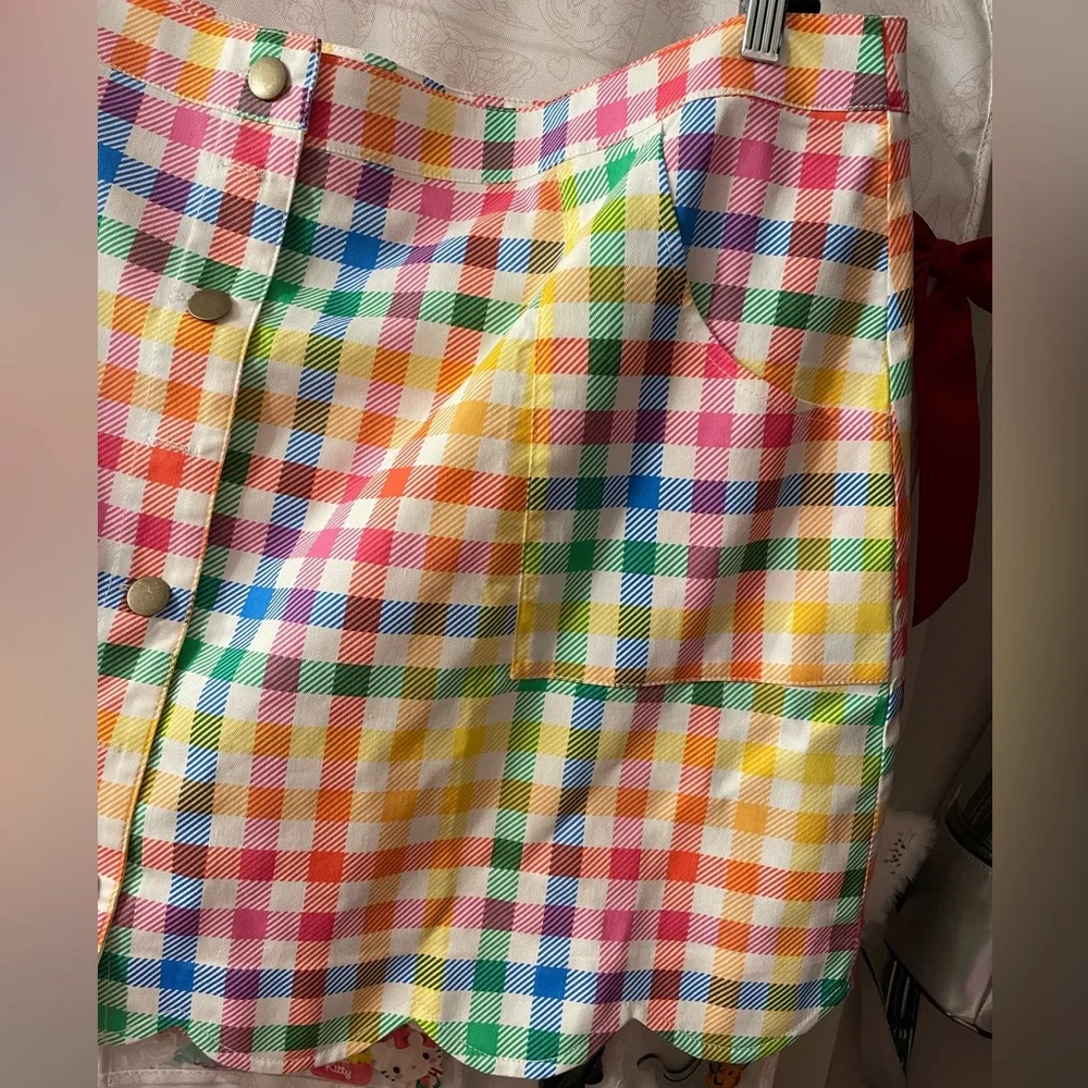 Unique Vintage Smak Parlour Rainbow Gingham Campus Mini Skirt - Picture 5 of 10